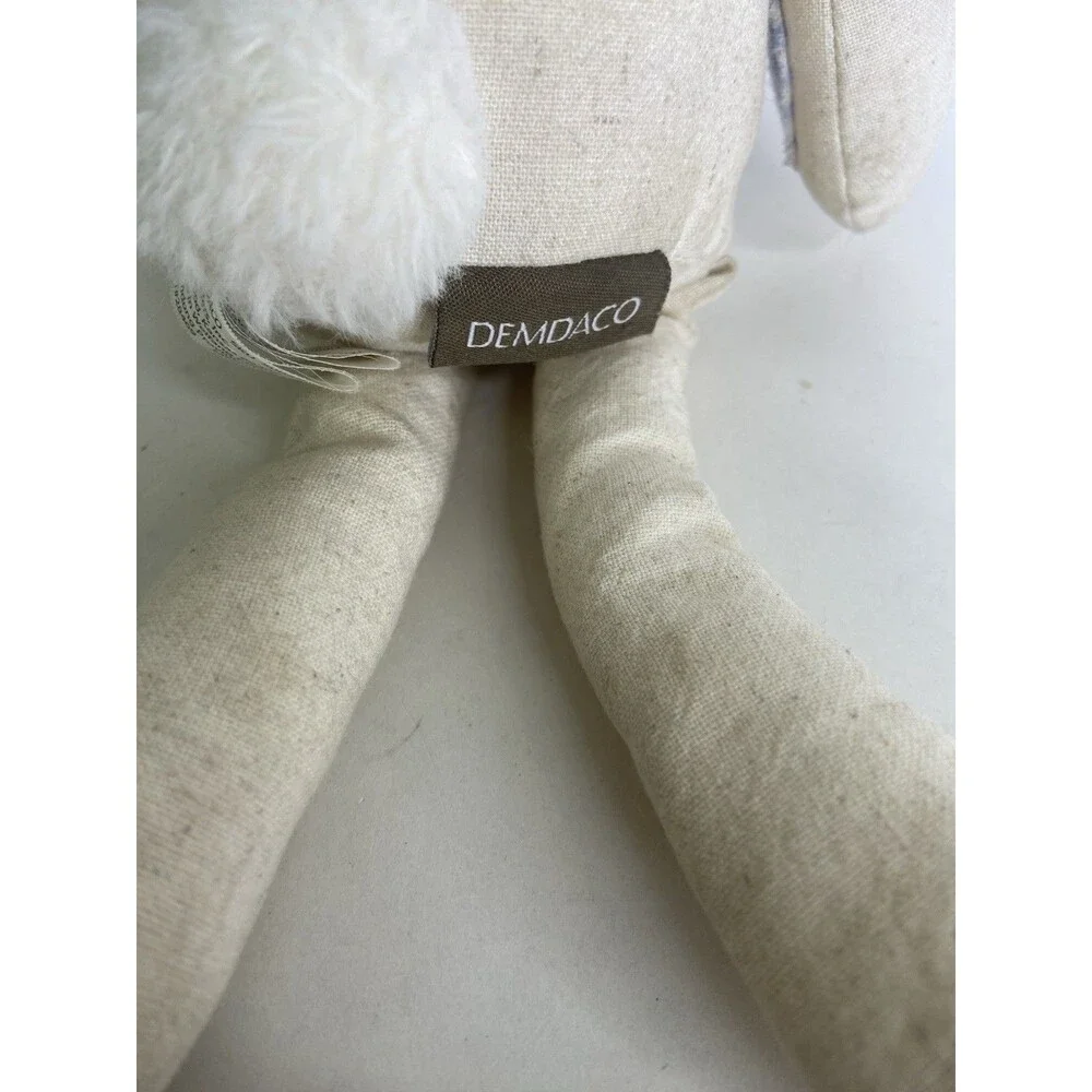 Demdaco Blue Bunny Linen Plush Stuffed Toy Animal Easter